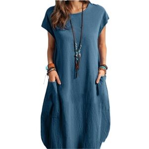 NWT Scofeel Cornflower Blue XXL Cotton Parachute Style Dress